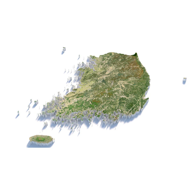 Korea ROK Terrain Map 3D Model .c4d .max .obj .3ds .fbx .stl .blend 