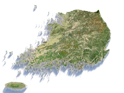 Korea ROK Terrain Map 3D Model