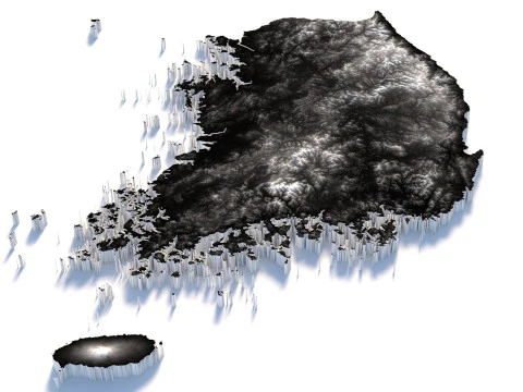 Korea ROK Terrain Map 3D Model