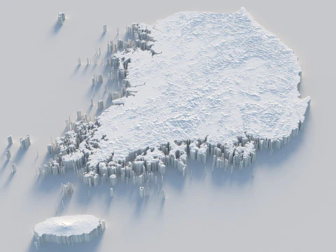 Korea ROK Terrain Map 3D Model