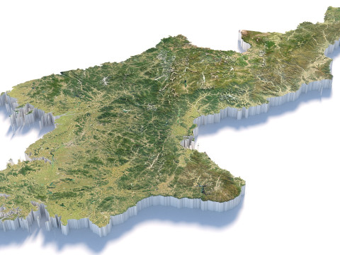 Korea Terrain Map Modèle 3D