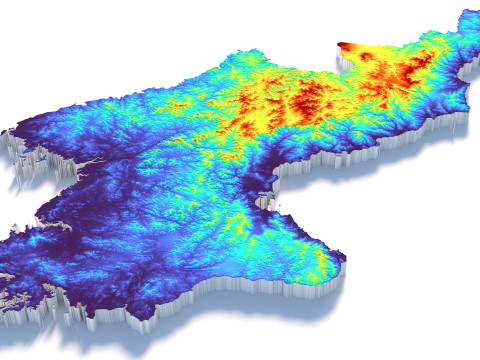 Korea Terrain Map Modèle 3D