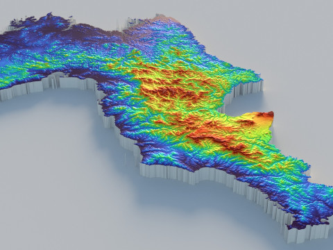 Korea Terrain Map Modèle 3D