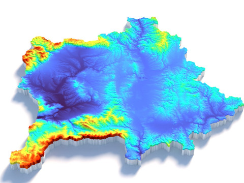 Kosovo Kosova Terrain Map Modello 3D