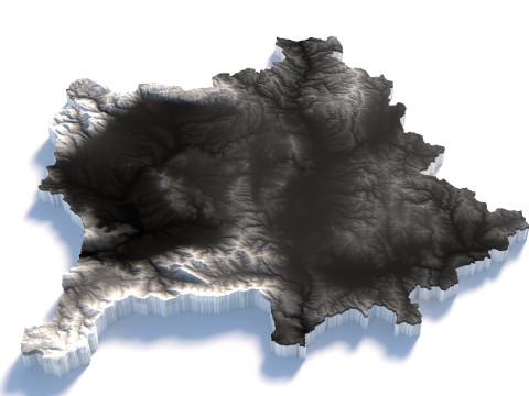 Kosovo Kosova Terrain Map Modello 3D