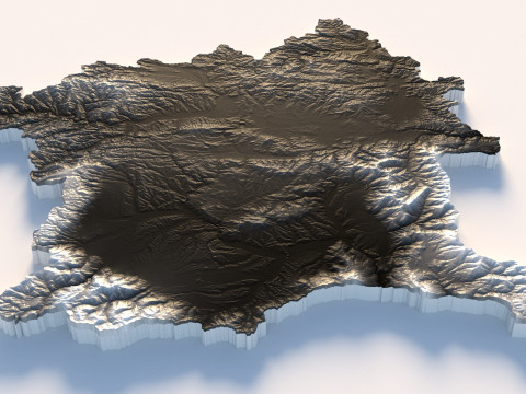 Kosovo Kosova Terrain Map Modello 3D