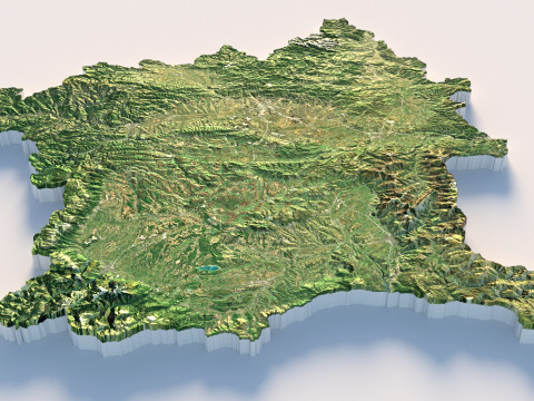 Kosovo Kosova Terrain Map Modello 3D
