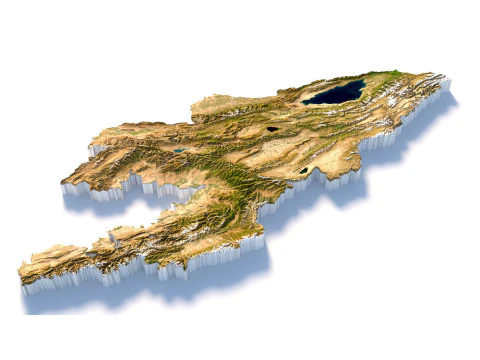 Mapa terenu Kirgistanu Model 3D
