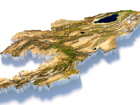 Kyrgyzstan Terrain Map 3D Model