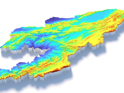 Kyrgyzstan Terrain Map 3D Model
