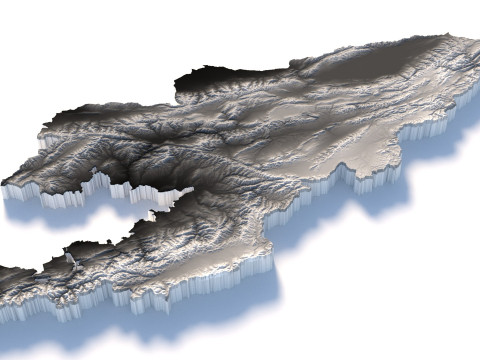 Kyrgyzstan Terrain Map Modelo 3D