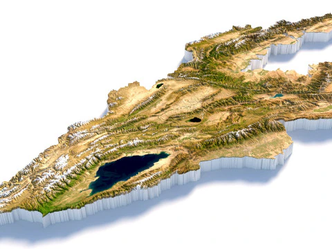 Kyrgyzstan Terrain Map 3D Model