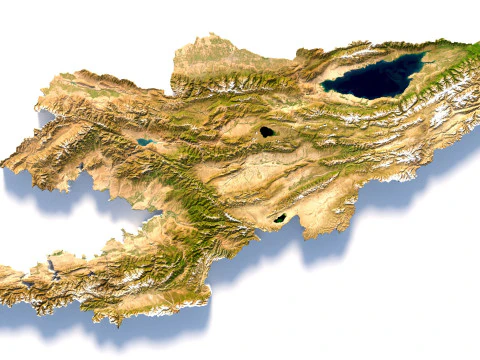Kyrgyzstan Terrain Map 3D Model