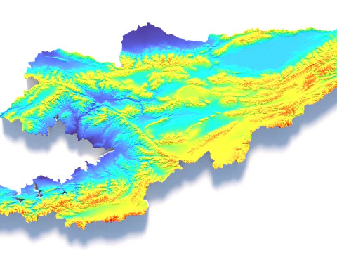 Kyrgyzstan Terrain Map 3D Model