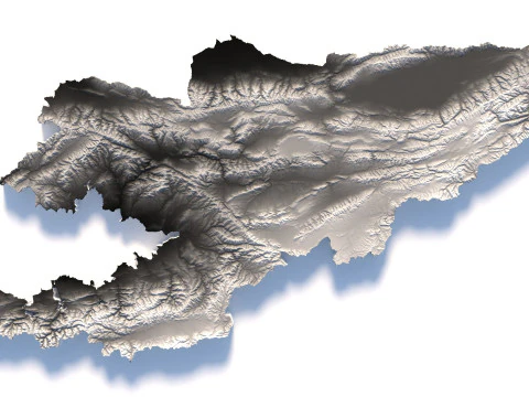 Kyrgyzstan Terrain Map 3D Model