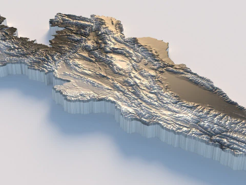 Kyrgyzstan Terrain Map 3D Model