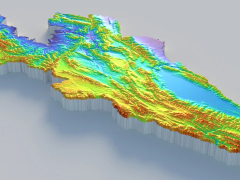 Kyrgyzstan Terrain Map 3D Model