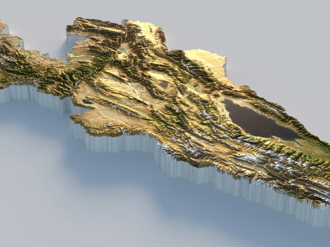 Kyrgyzstan Terrain Map 3D Model