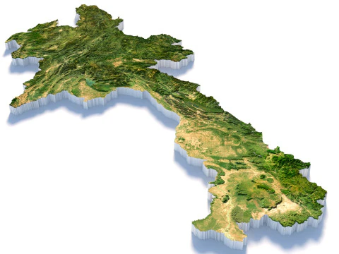 Laos Terrain Map 3D Model