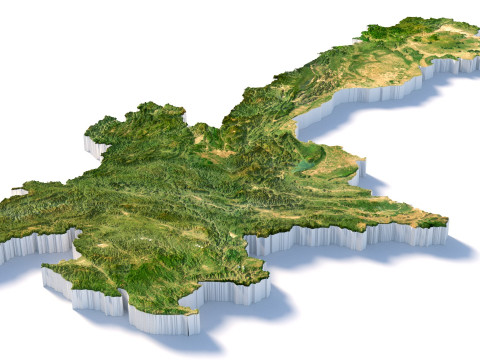 Laos Terrain Map 3D-Modell