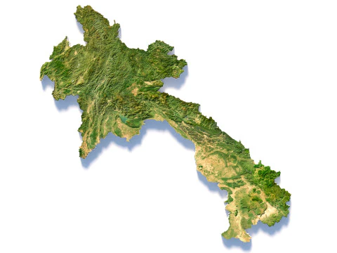 Laos Terrain Map 3D Model