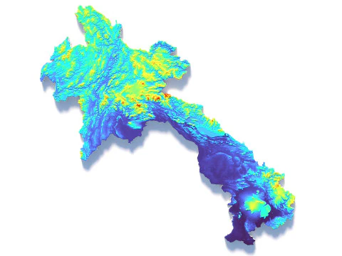 Laos Terrain Map 3D Model
