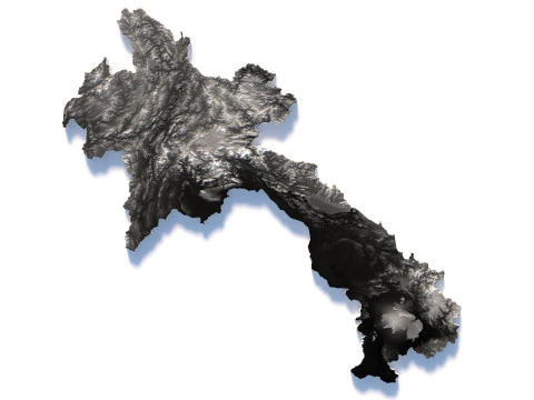 Laos Terrain Map 3D Model