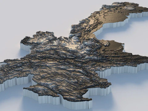 Laos Terrain Map 3D Model