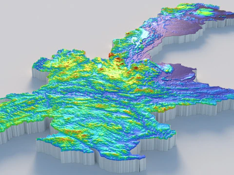 Laos Terrain Map 3D Model