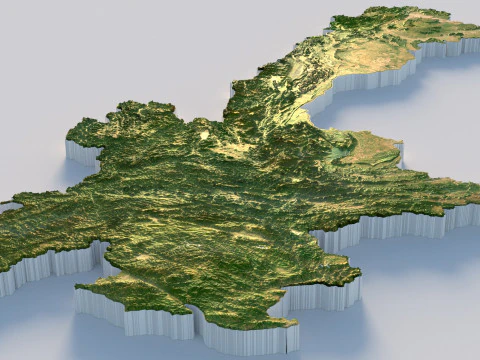 Laos Terrain Map 3D Model
