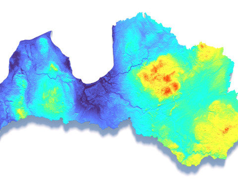 Latvia Terrain Map Modèle 3D