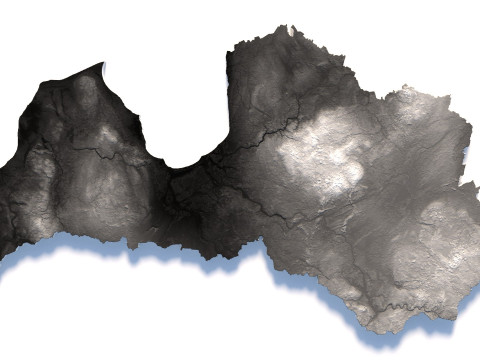 Latvia Terrain Map Modèle 3D