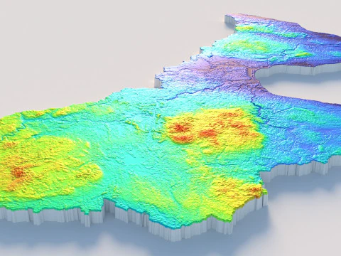 Latvia Terrain Map 3D Model