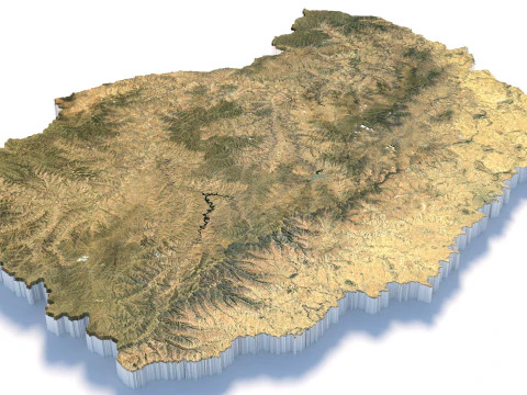 Lesotho Terrain Map 3D Model