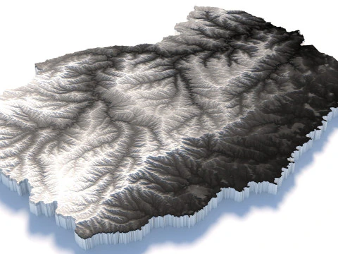 Lesotho Terrain Map 3D Model