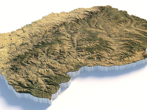 Lesotho Terrain Map 3D Model