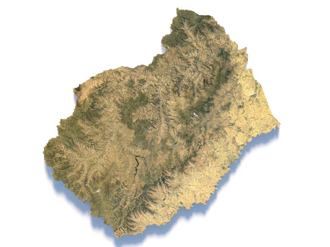 Lesotho Terrain Map 3D Model