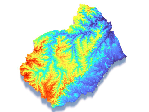 Lesotho Terrain Map 3Dモデル