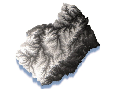 Lesotho Terrain Map 3D Model