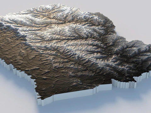 Lesotho Terrain Map 3D Model