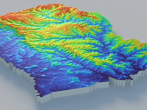 Lesotho Terrain Map 3D Model