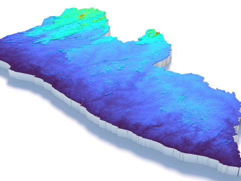 Liberia Terrain Map 3D Model