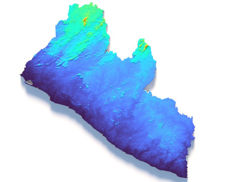 Liberia Terrain Map 3D Model