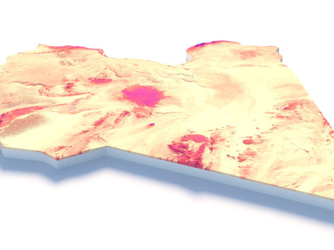 Libya Terrain Map 3Dモデル