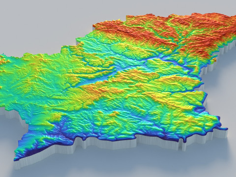 Luxembourg Terrain Map 3D 模型