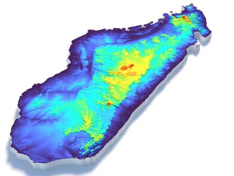 Madagascar Madagasikara Terrain Map 3D Model