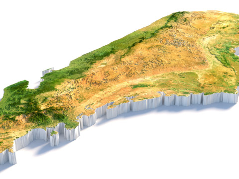 Madagascar Madagasikara Terrain Map 3D Model