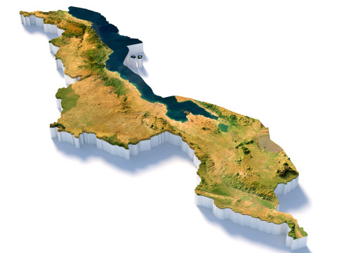 Malawi Terrain Map 3D Модель