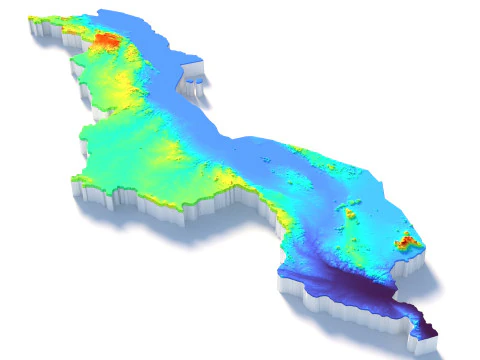 Malawi Terrain Map 3D Model