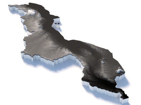 Malawi Terrain Map 3D Модель